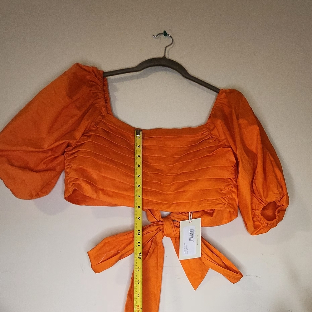 Ramy Brook Orange Puff Sleeve Crop Top